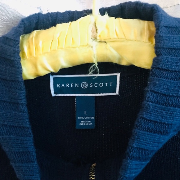 Karen Scott Navy Blue Sweater With Gold Zipper Size Large - Picture 4 of 4